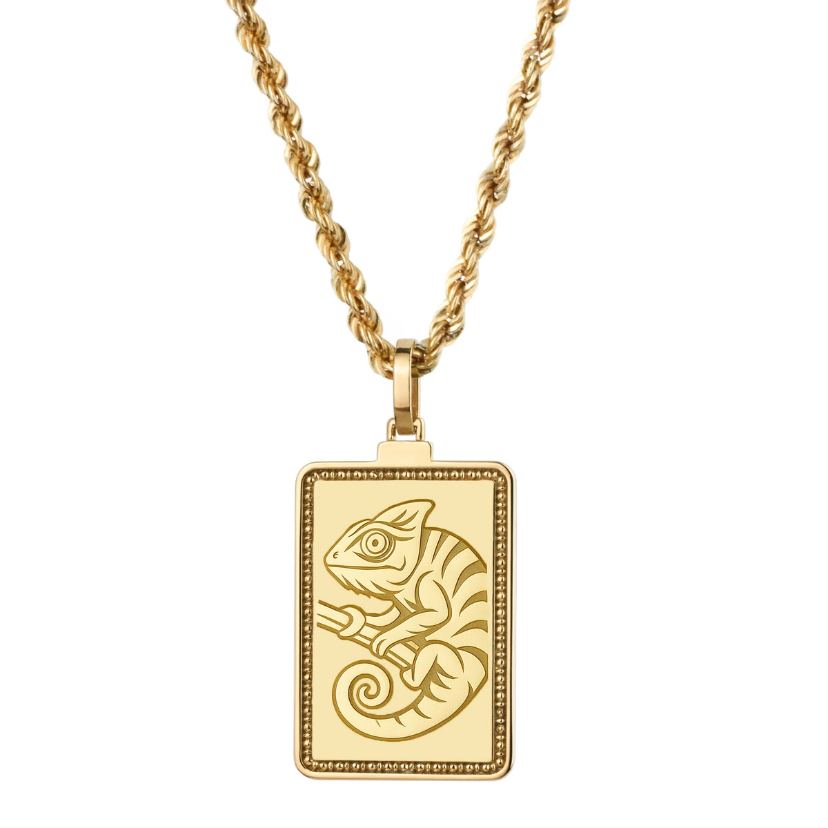 14K Gold Chameleon Pendant Necklace