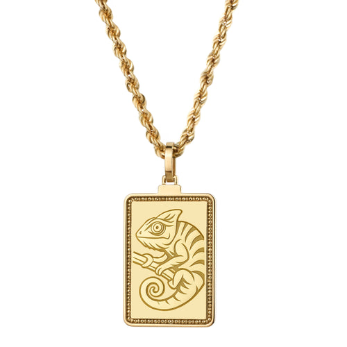 14K Gold Chameleon Pendant Necklace