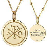 14K Gold Chi Rho Alpha Omega Pendant Necklace