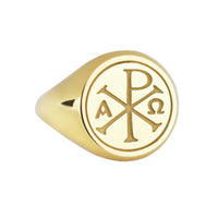 14K Gold Chi Rho Signet Ring