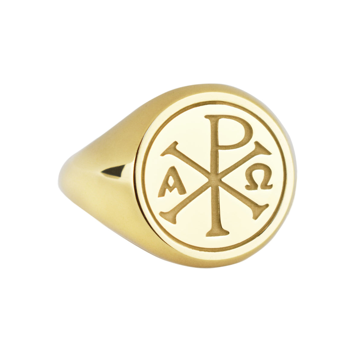 14K Gold Chi Rho Signet Ring
