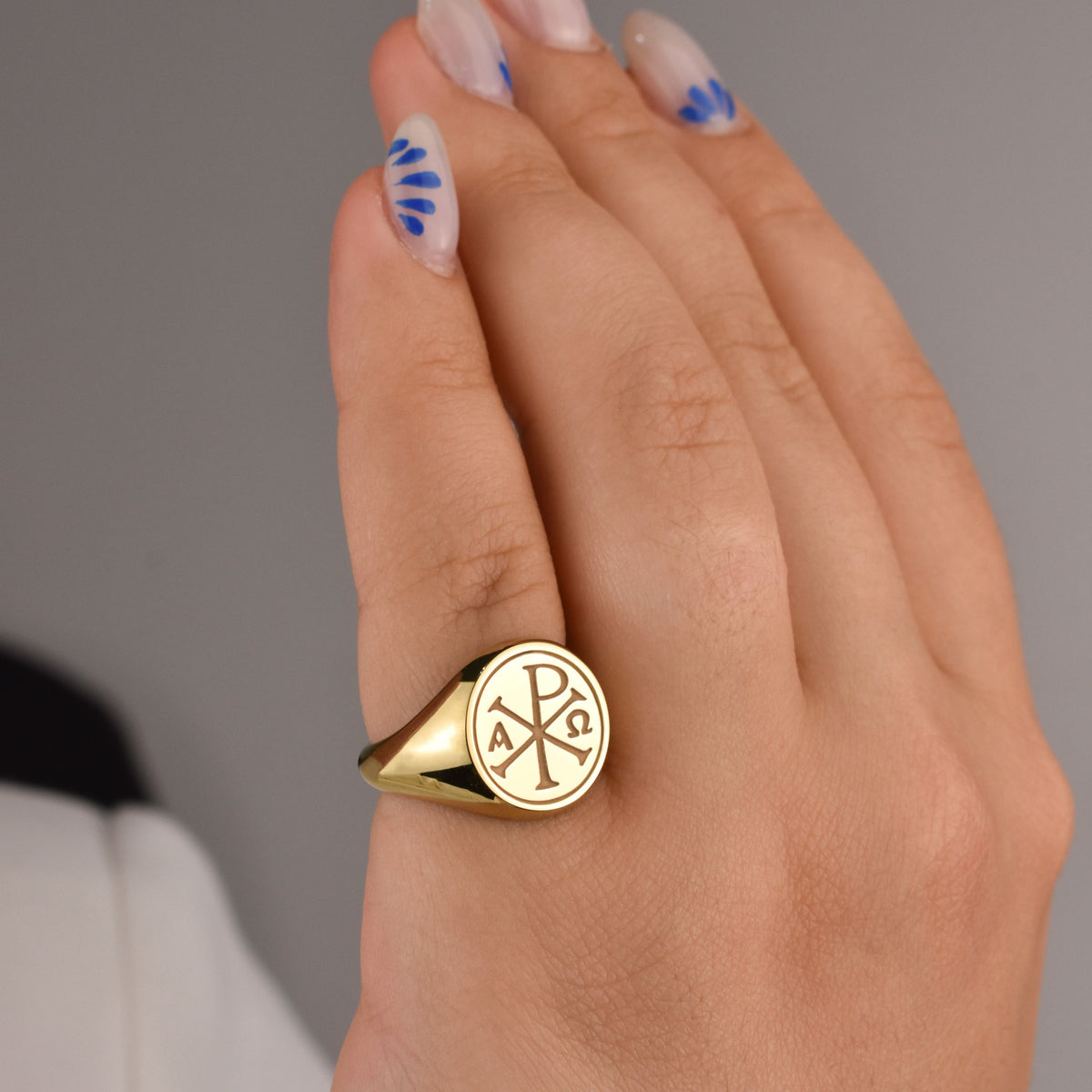 14K Gold Chi Rho Signet Ring
