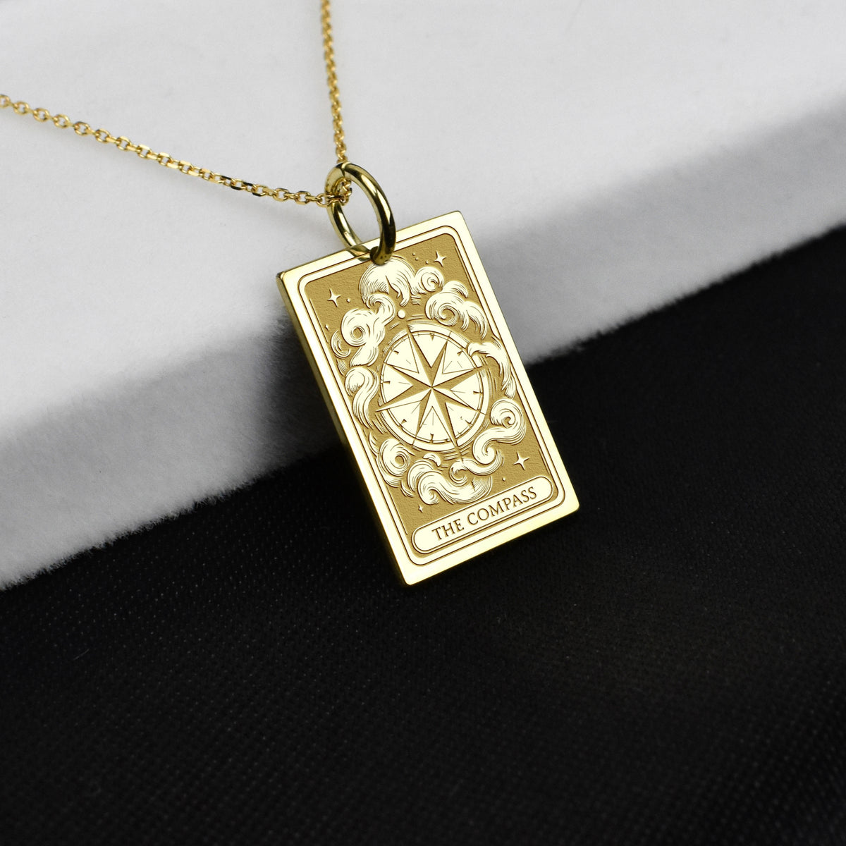 14K Gold Compass Pendant Necklace