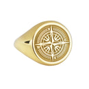 14K Gold Compass Signet Ring