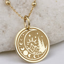 14K Gold Moon Phase Mountain Pendant Necklace