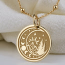 14K Gold Moon Phase Mountain Pendant Necklace