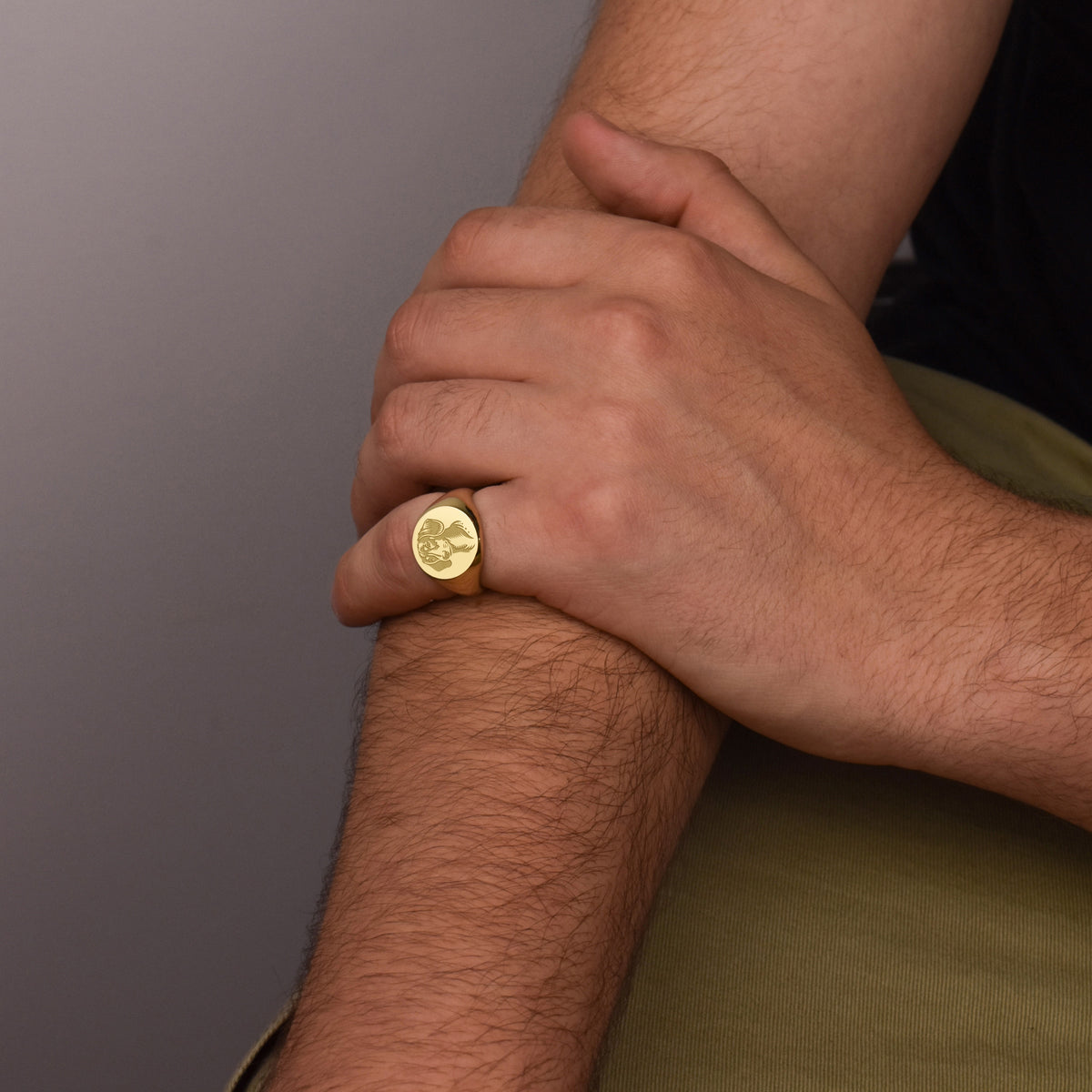 14K Gold Dachshund Signet Ring