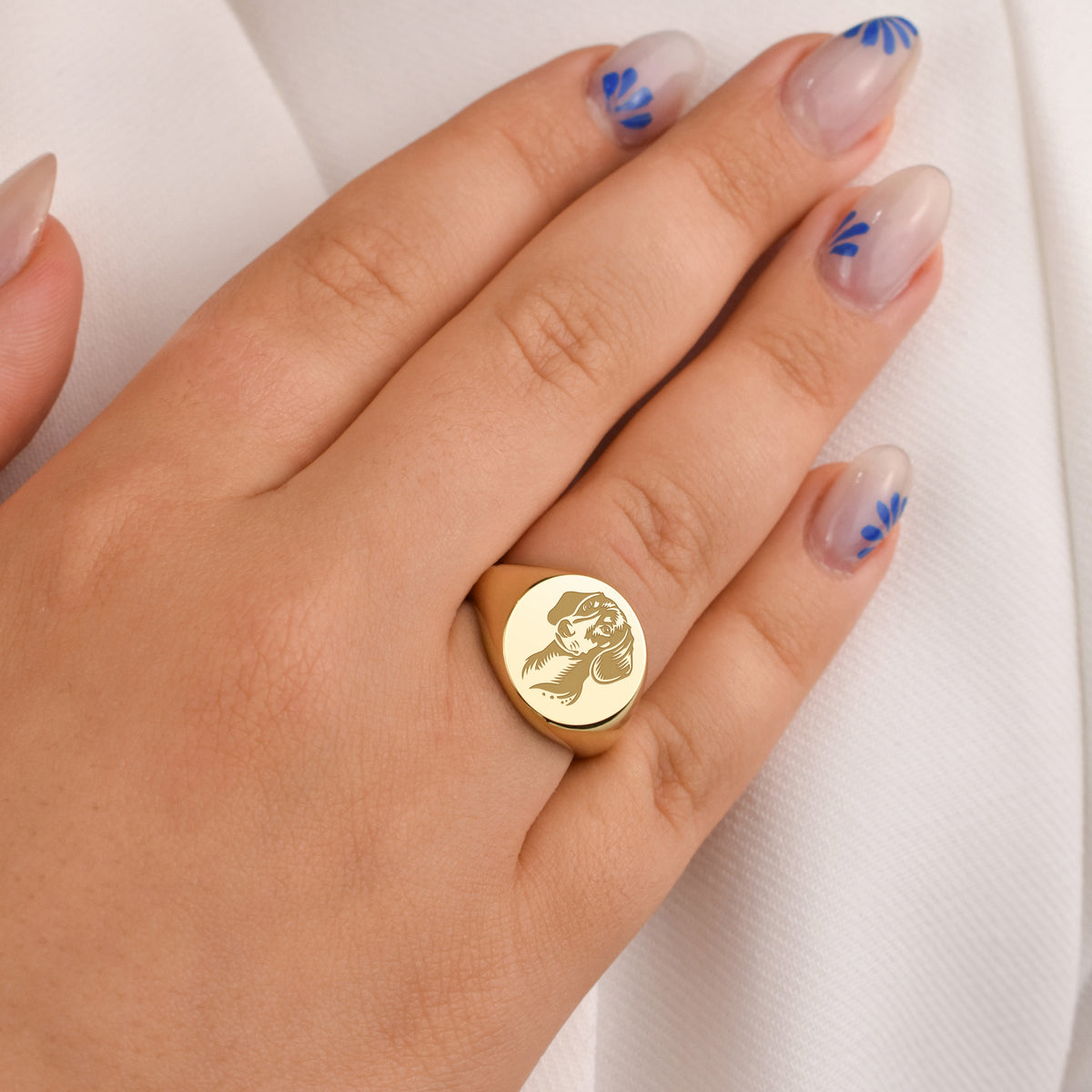 14K Gold Dachshund Signet Ring