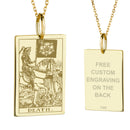 14K Gold Death Tarot Card Pendant Necklace