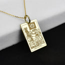 14K Gold Death Tarot Card Pendant Necklace