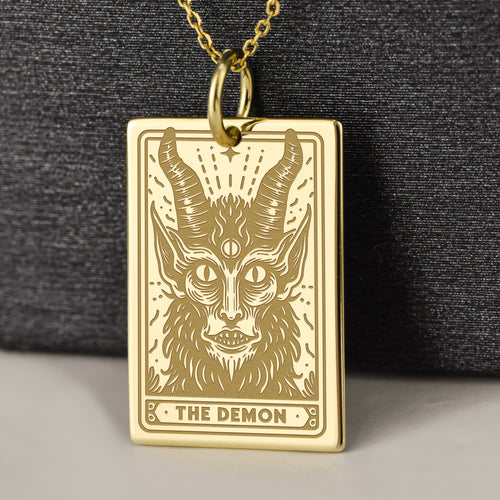 14K Gold Demon Pendant Necklace