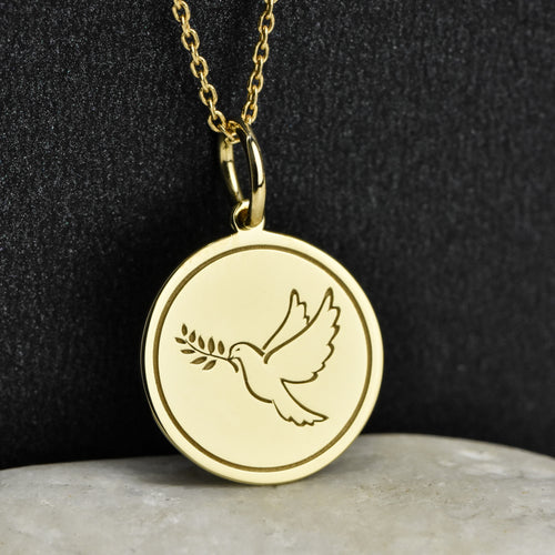 14K Gold Dove Pendant Necklace