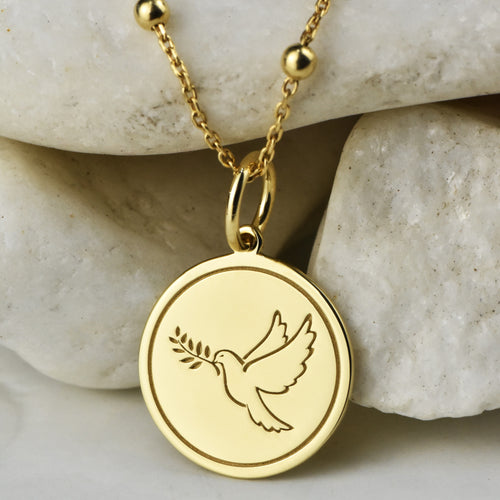 14K Gold Dove Pendant Necklace