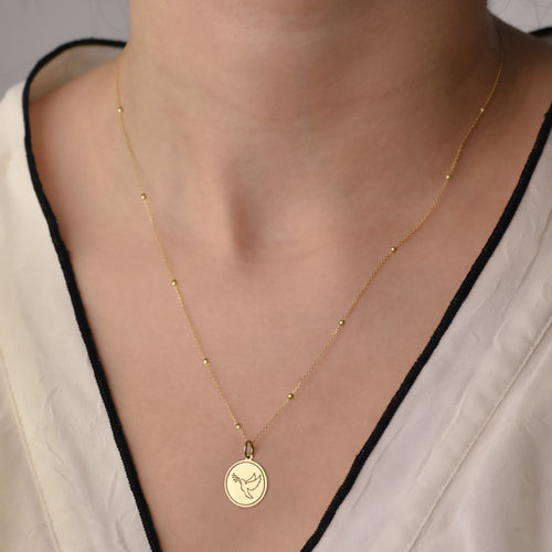 14K Gold Dove Pendant Necklace