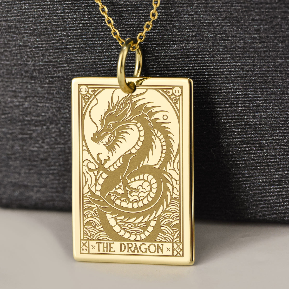 14K Gold Dragon Pendant Necklace