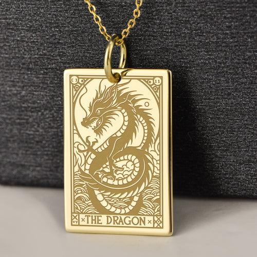 14K Gold Dragon Pendant Necklace