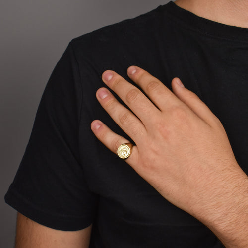 14K Gold Dragon Signet Ring