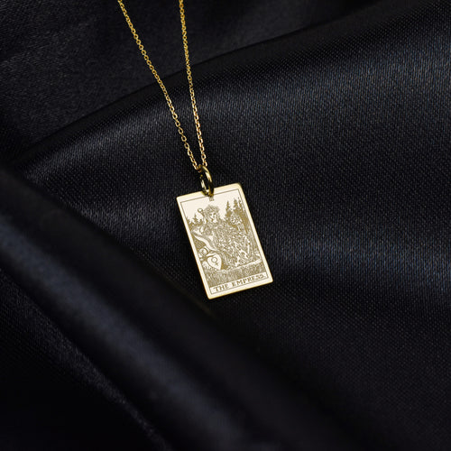 14K Gold Empress Tarot Card Pendant Necklace