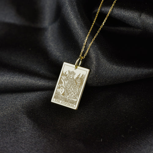 14K Gold Empress Tarot Card Pendant Necklace