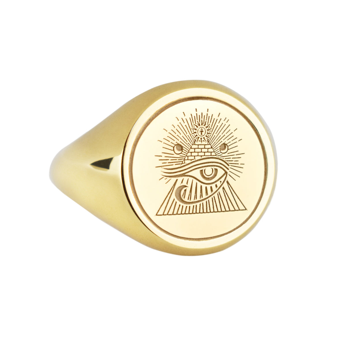 14K Gold Eye of Horus Signet Ring