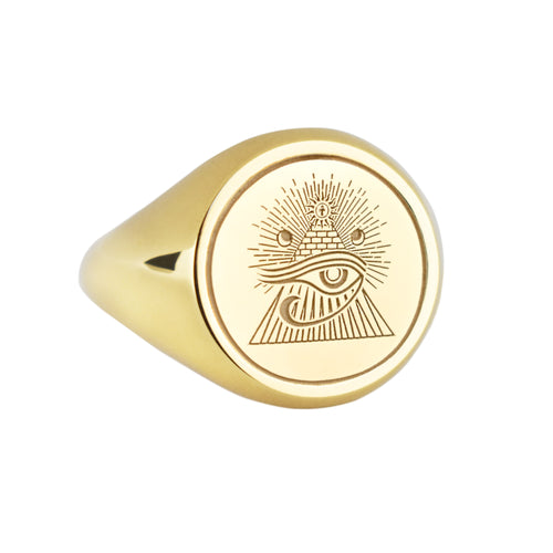 14K Gold Eye of Horus Signet Ring