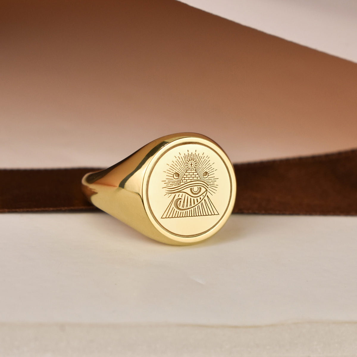 14K Gold Eye of Horus Signet Ring