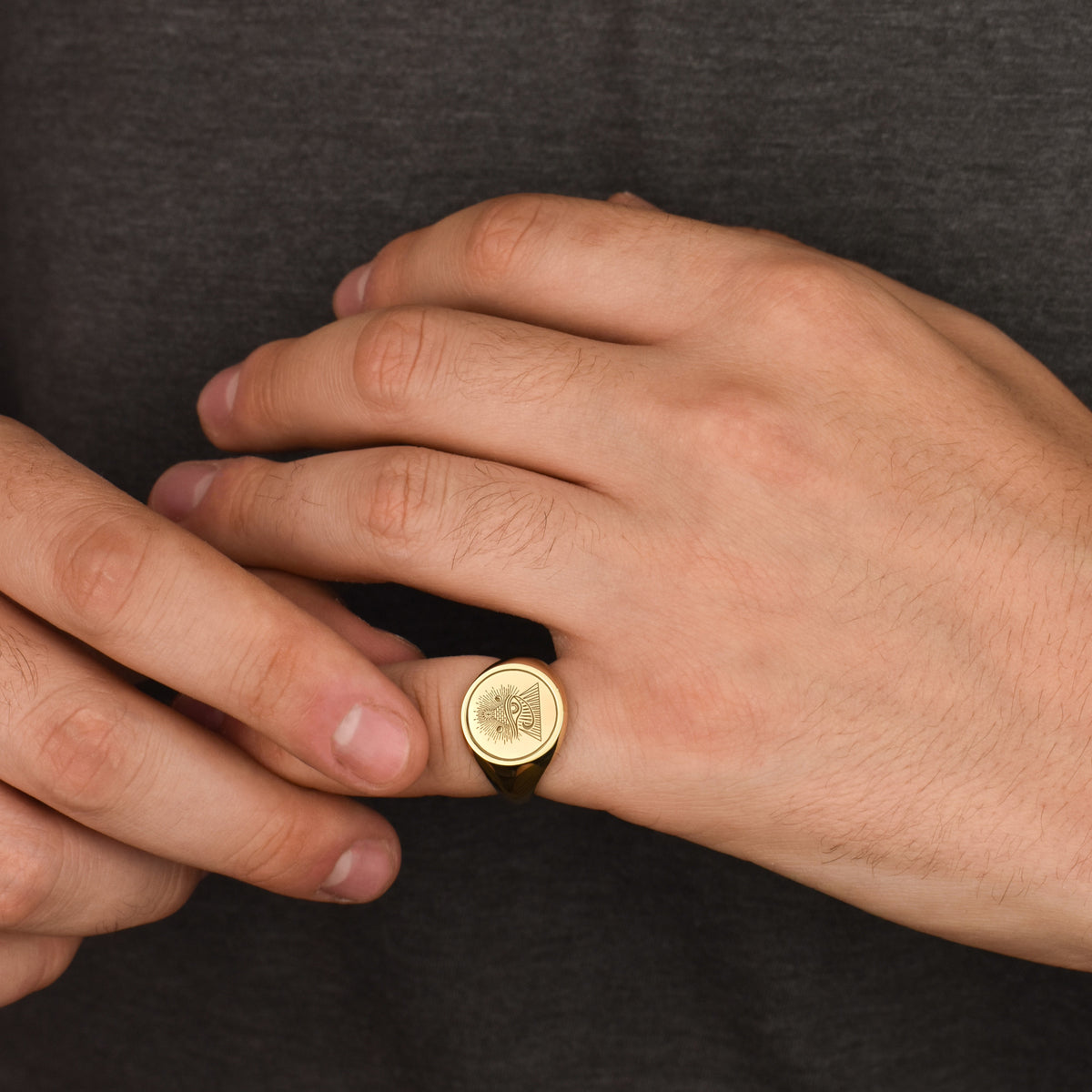 14K Gold Eye of Horus Signet Ring