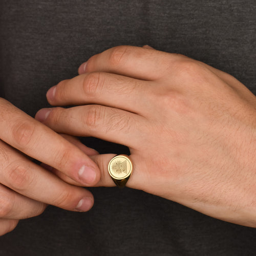 14K Gold Eye of Horus Signet Ring