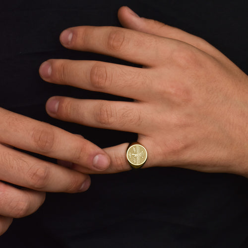 14K Gold Faravahar Signet Ring