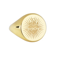 14K Gold Sacred Heart Signet Ring