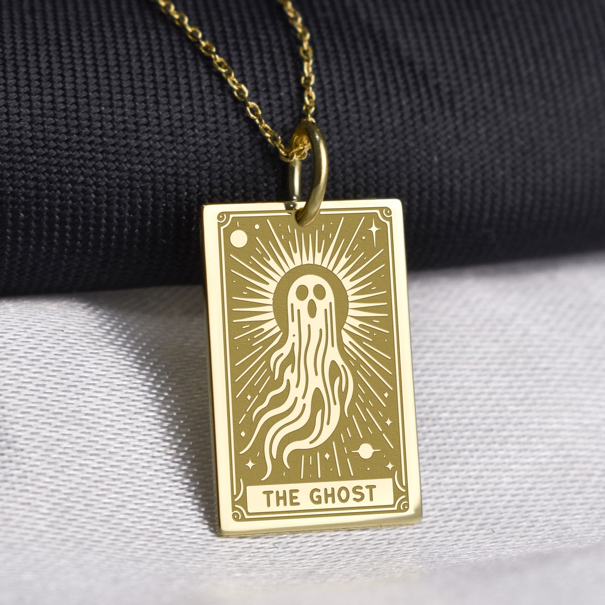 14K Gold Ghost Pendant Necklace