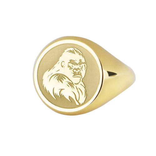 14K Gold Gorilla Signet Ring