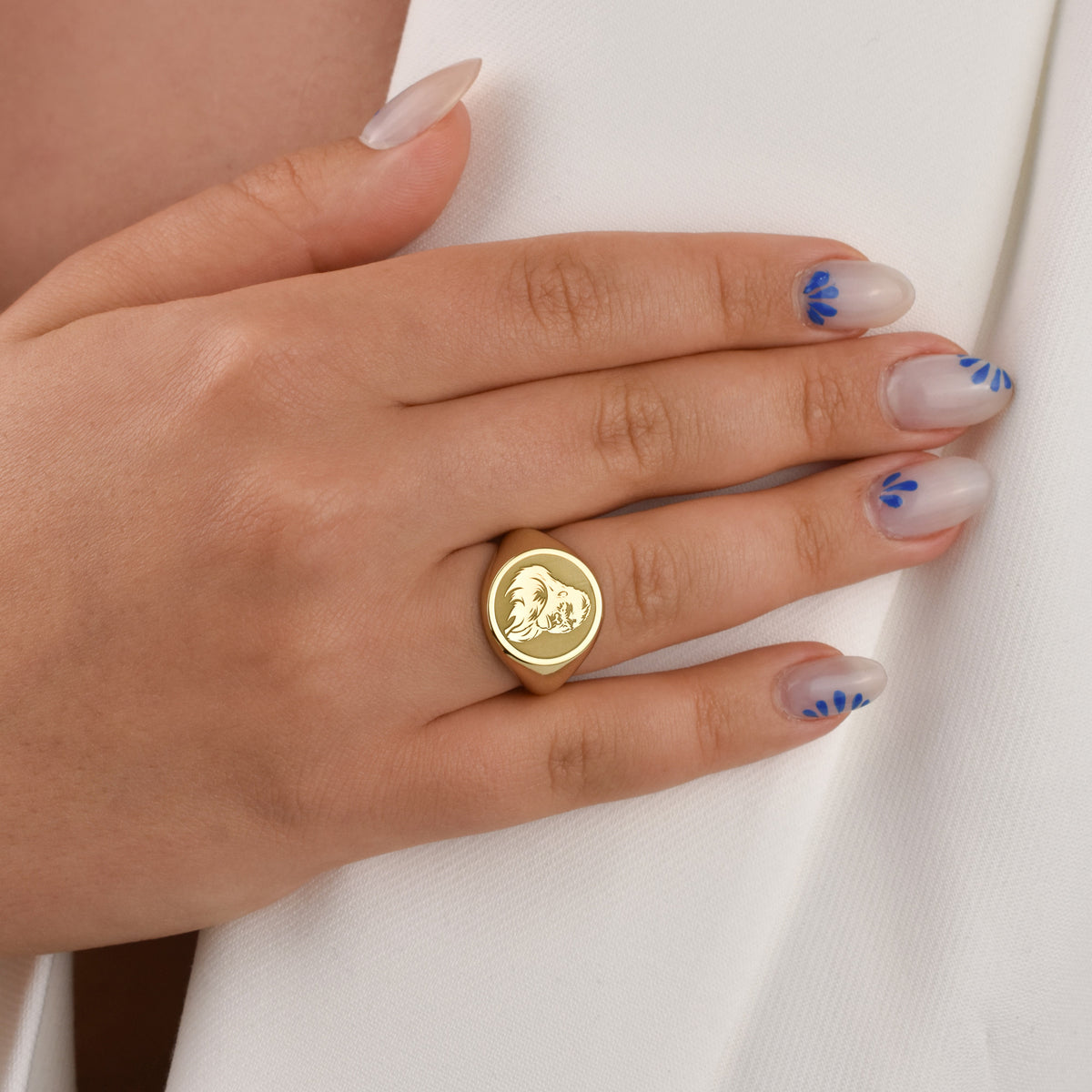 14K Gold Gorilla Signet Ring