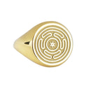 14K Gold Hecate's Wheel Signet Ring