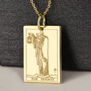 14K Gold Hermit Tarot Card Pendant Necklace