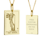 14K Gold Hermit Tarot Card Pendant Necklace