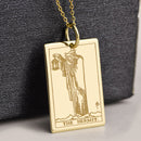 14K Gold Hermit Tarot Card Pendant Necklace