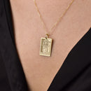 14K Gold High Priestess Tarot Card Pendant Necklace