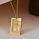 14K Gold High Priestess Tarot Card Pendant Necklace
