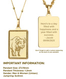 14K Gold Bison Pendant Necklace