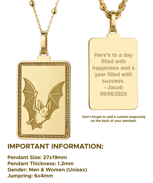 14K Gold Bat Pendant Necklace