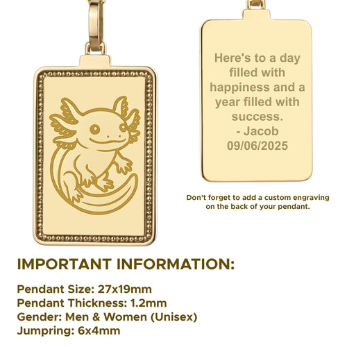 14K Gold Axolotl Pendant Necklace