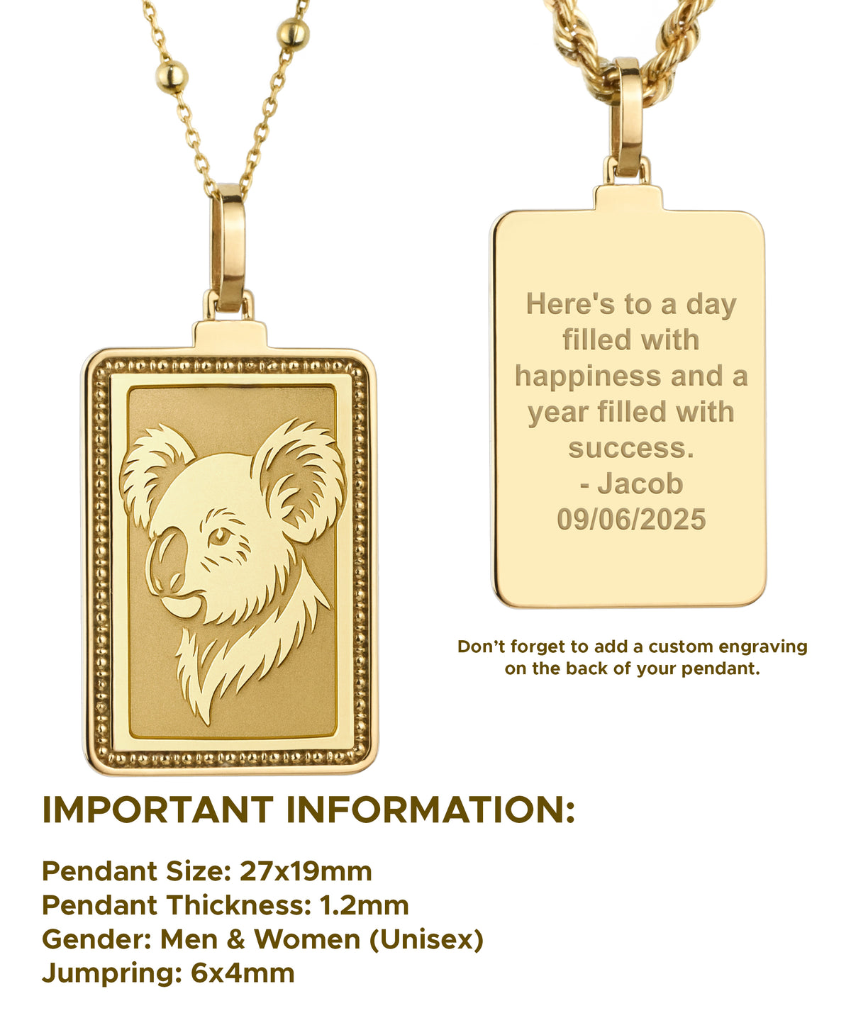 14K Gold Koala Pendant Necklace