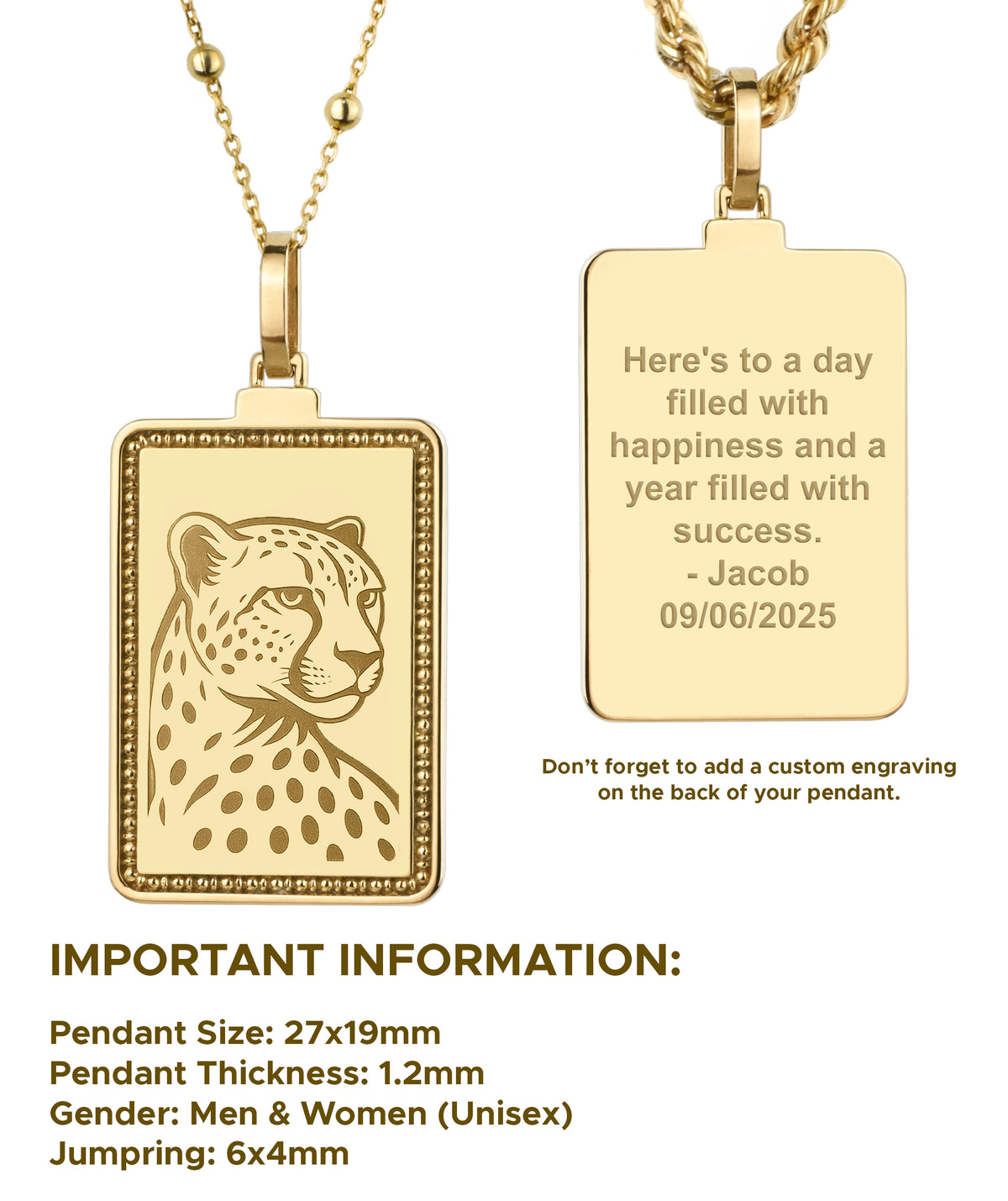 14K Gold Cheetah Pendant Necklace