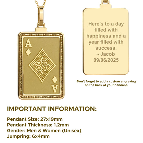 14K Gold Ace of Diamonds Pendant Necklace