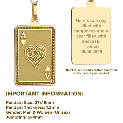 14K Gold Ace of Heart Pendant Necklace