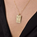 14K Gold Judgement Tarot Card Pendant Necklace