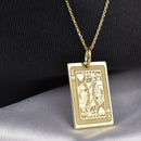 14K Gold King of Hearts Playing Card Pendant Necklace