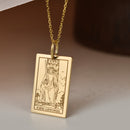 14K Gold King of Swords Tarot Card Pendant Necklace