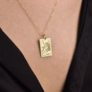 14K Gold Knight of Swords Tarot Card Pendant Necklace